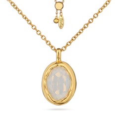 Кулон Грация (кристаллы SW 18х13 белый опал; покрытие золото) 80см, Есть комплект