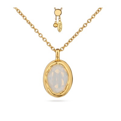 Кулон Грация (кристаллы SW 18х13 белый опал; покрытие золото) 80см, Есть комплект