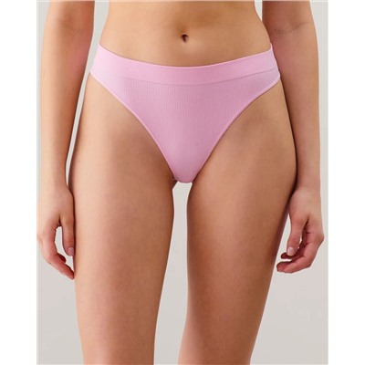 Tanga de talle alto sin costuras en rosa
