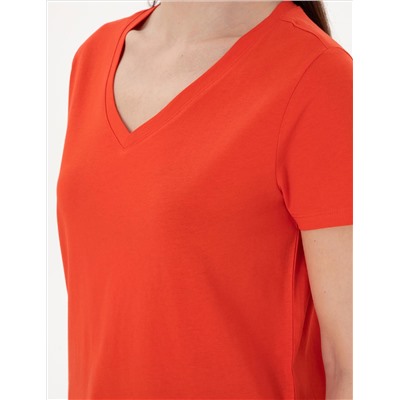 Kırmızı Regular Fit V Yaka Basic Tişört