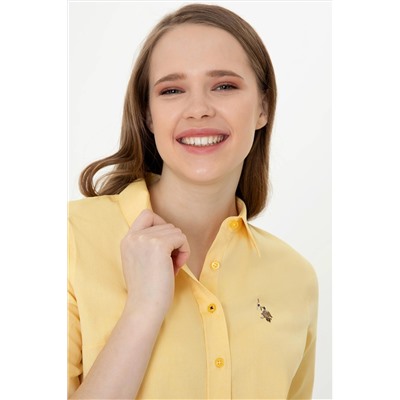Kadın Açık Sarı Uzun Kollu Basic Gömlek
