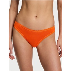 Cotton Pointelle Lace-Waist Bikini