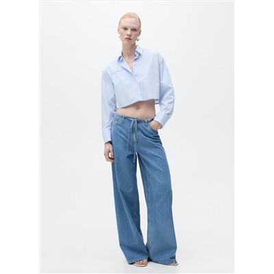Pantalón denim wide leg cinturón