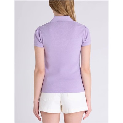 HALF ZIP PUFF SLEEVE HEATHER POLO SHIRT
