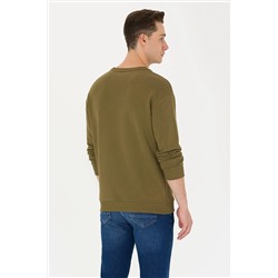 Erkek Haki Bisiklet Yaka Comfort Sweatshirt