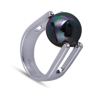 Кольцо (Майорка 14мм темно-серый хамелеон; покрытие родий), Есть комплект