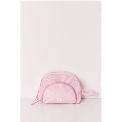 Neceser acolchado cuadros y rayas rosa