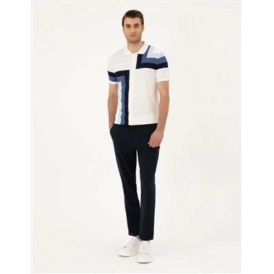 Lacivert Carrot Fit Jogger Kanvas Pantolon