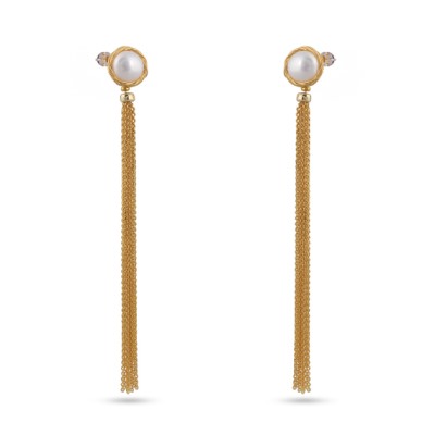 Серьги (жемчуг 11мм белый; покрытие золото), Есть комплект