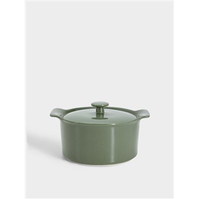 Кастрюля, 1,3 л, с крышкой, фарфор P, серо-зеленая, Indulgence