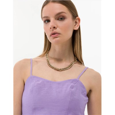 Mor Crop Top Kolsuz Bluz