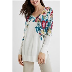 Jersey de punto largo flores