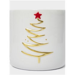 Кружка, 340 мл, керамика D, молочно-золотистая, Ель со звездой, New year