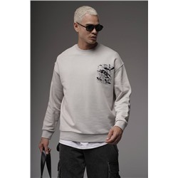 Свитшот  журавли светло серый