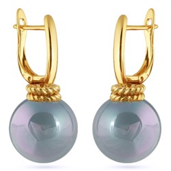 Серьги (Майорка 16мм голубая; покрытие золото), Есть комплект