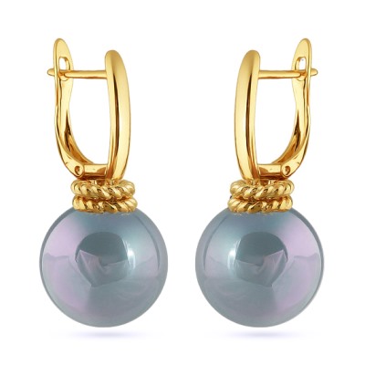 Серьги (Майорка 16мм голубая; покрытие золото), Есть комплект