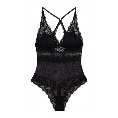 Body triangular mesh y encaje negro