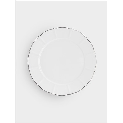 Тарелка закусочная, 21,5 см, фарфор F, белая, с серебристым кантом, Lotus silver