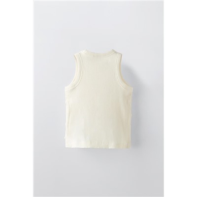 BUTTONED RIBBED T-SHIRT