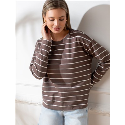 Лонгслив в полоску из премиального хлопка с эластаном