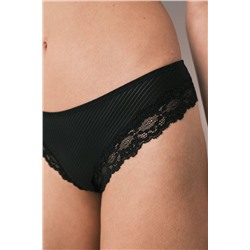 Braga clásica microfibra rayada y encaje negra