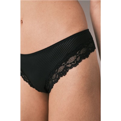 Braga clásica microfibra rayada y encaje negra