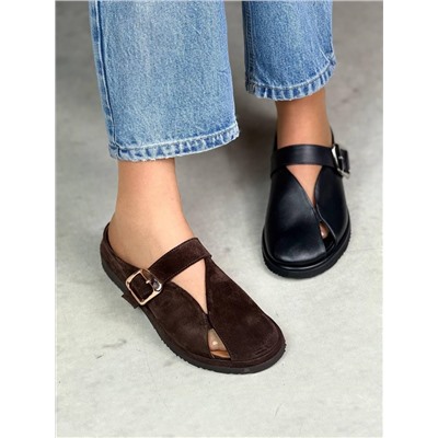 Босоножки коричневая замша