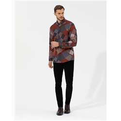 Turuncu Slim Fit Uzun Kollu Gömlek