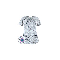 UA Ditzy Bouquet Navy Print Scrub Top