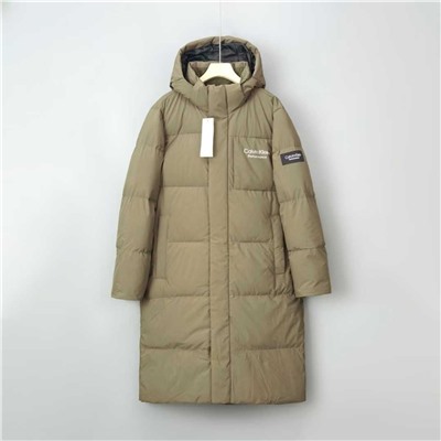 Мужской зимний пуховик средней длины с капюшоном из плотного и теплого белого утиного пуха СК