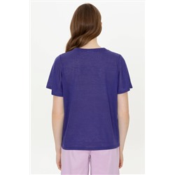 Kadın Mavi Bisiklet Yaka Tişört