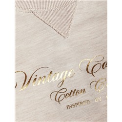 Свободный свитшот с принтом и разрезами из эластичного футера двухнитки без начеса