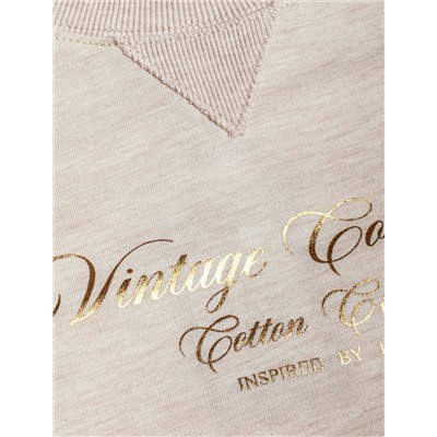 Свободный свитшот с принтом и разрезами из эластичного футера двухнитки без начеса