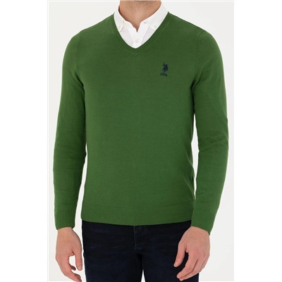 Erkek Yeşil Basic Kazak