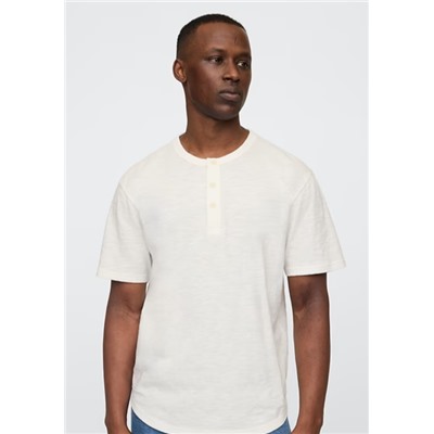Lived-In Relaxed Curved Hem Henley T-Shirt