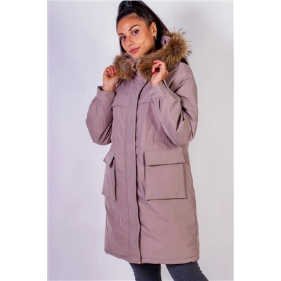 Зимняя парка удлиненная, с капюшоном натуральный мех арт. 619