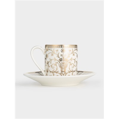 Пара кофейная, 2 перс, 4 пр, фарфор N, белая, с золотистым орнаментом, Golden