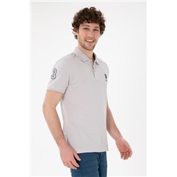 Erkek Slim Fit Polo Yaka Açık Gri Basic Tişört