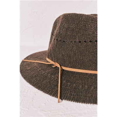 Sombrero efecto rafia marrón