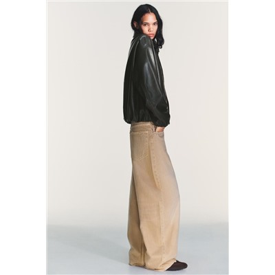 LEATHER EFFECT JACKET WITH ELASTICATED DETAILS