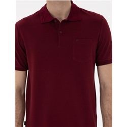 Bordo Regular Fit %100 Pamuk Polo Yaka Basic Tişört