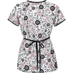 UA Spring Time White Mock Wrap Scrub Top
