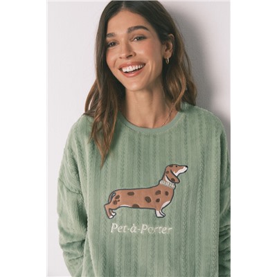 Pijama largo polar verde