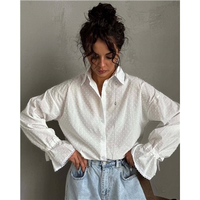 Нежная рубашка с завязками на рукавах