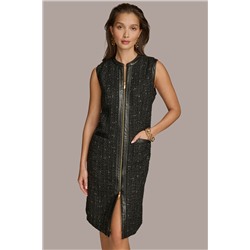TWEED A LINE DRESS WITH FRONT ZIPPER