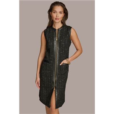 TWEED A LINE DRESS WITH FRONT ZIPPER
