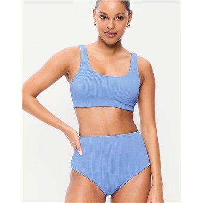 Ribbed Scoop-Neck Swim Top