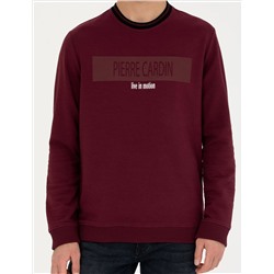 Bordo Regular Fit Bisiklet Yaka Sweatshirt
