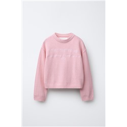 KNIT JUMPER WITH EMBROIDERED SLOGAN