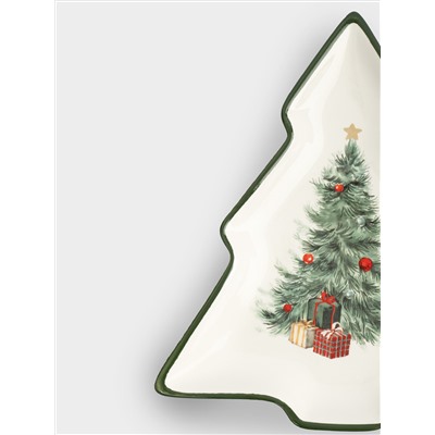 Блюдо, 23х20 см, керамика D, зеленое, Елка с подарками, Festival